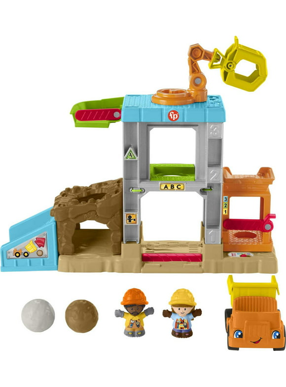 Fisher-Price Little People Load Up N Learn Construction Site Toddler Musical Playset with 5 Pieces