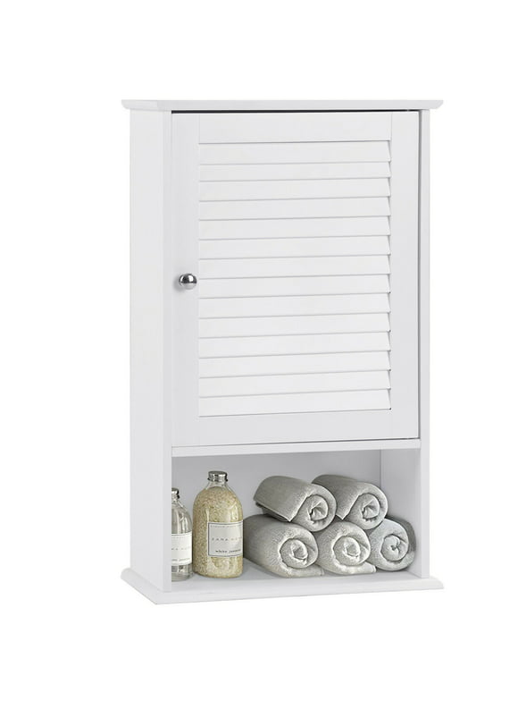 Gymax 27.5'' H Wall Cabinet Hanging Bathroom Storage Cabinet Adjustable Shelf