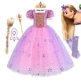 thumbnail image 2 of Disfraz de princesa Rapunzel de Disney para niñas, película Enredados, para cosplay, fiesta de carnaval, cumpleaños, Navidad, 3 a 10 años, 2 of 5