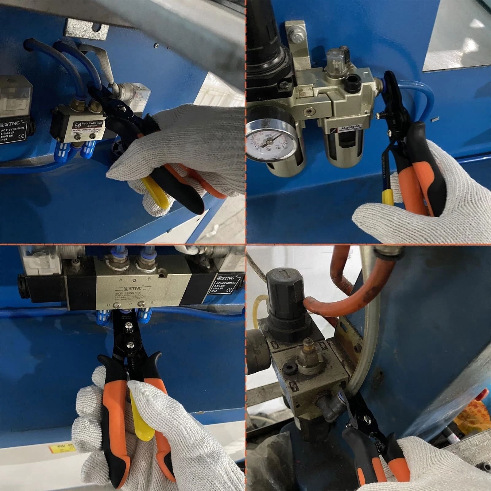 Dwellin Push To Fittings Air Line Disconnect Tool Kit Push Fitting Removal Tool For 1/4” 5/16” 3/8” 1/2” (6mm 8mm 10mm 12mm) Quick Release Pliers With 15 Pcs Pneumatic Fittings