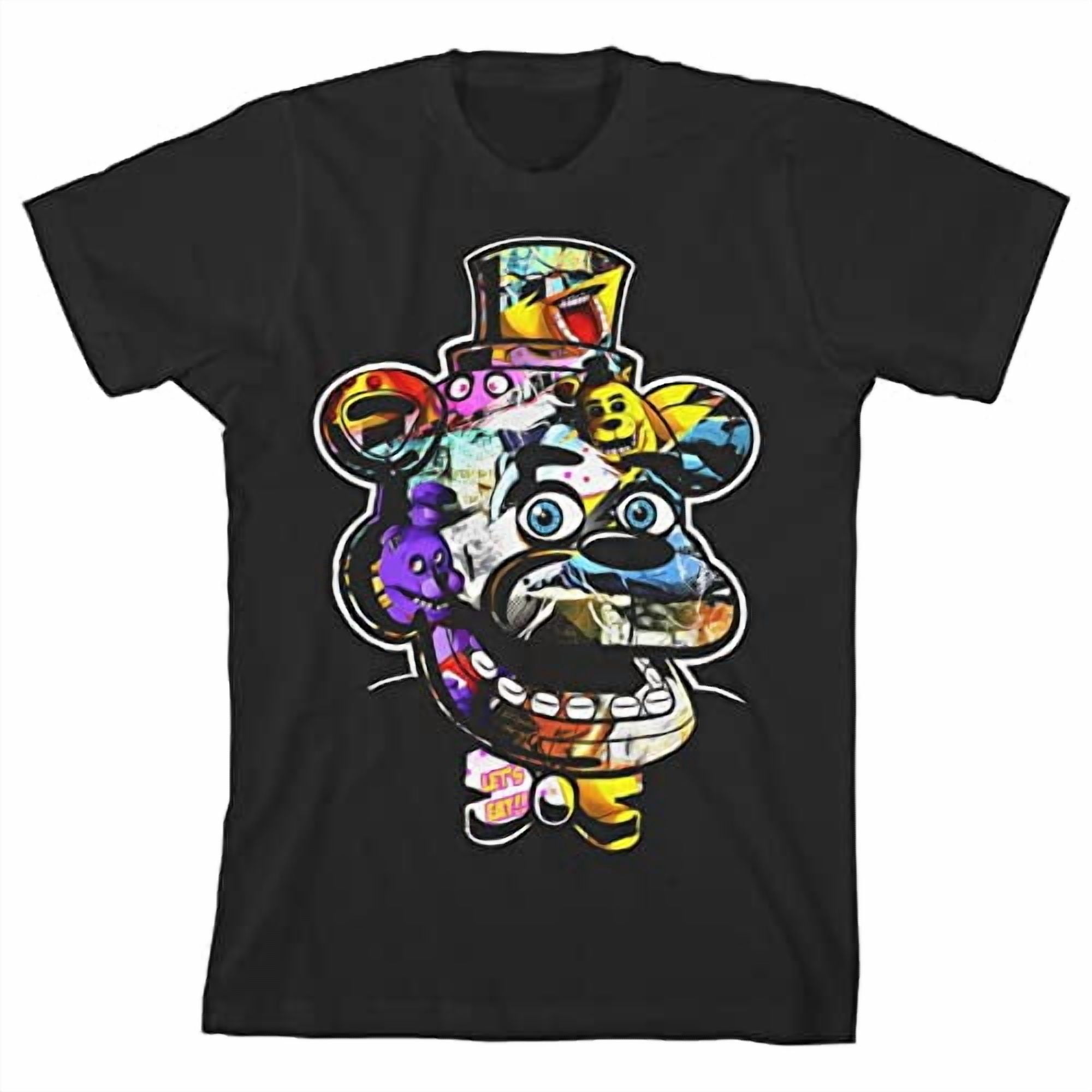 Five Nights at Freddy's Freddy Face Graphics Boys Black T-shirt-Large