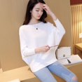 thumbnail image 2 of Suéteres de primavera y otoño para mujer, camisetas de murciélago, prendas de punto de cuello de una línea, jersey de mujer, top holgado de manga larga de color sólido, 2 of 5