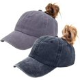 thumbnail image 1 of GFDYREE Ponytail Baseball Hat Distressed Retro Washed Womens Twill, 1 of 7