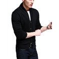 thumbnail image 2 of Matchstick Men's V-Neck Shawl Collar Button-up Cardigan Cotton Knitted Sweater with Pockets, 2 of 9