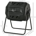 thumbnail image 3 of Outsunny 43 Gallon (160L) Tumbling Compost Bin Outdoor Dual Chamber 360° Rotating Composter with Sliding Doors, Solid Steel Frame and Gloves, Black, 3 of 9
