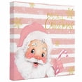 thumbnail image 2 of Ships Next Day Canvas Wall Art 10"x10", Pink Santa Christmas Wood Framed Canvas Print Painting, Snowflake Xmas Pink Striped Ready to Hang Small Picture Wall Decor for Home Kitchen Nursery Office, 2 of 9