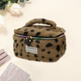 thumbnail image 3 of Unique Bargains 1 Pc Leopard Pattern Drawstring Makeup Bag for Vacation Business Travel Plush Gray, 3 of 6