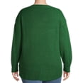 thumbnail image 5 of Heart N' Crush Women's Plus Size V Neck Dropped Shoulder Sweater with Metallic Trim, 5 of 7
