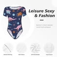 thumbnail image 6 of Uemuo Dinosaur Pattern Women's One Piece Short Sleeve Swimsuit Rash Guard Surfing Modest Quick-drying Swimsuit Beach Essentials-Large, 6 of 9