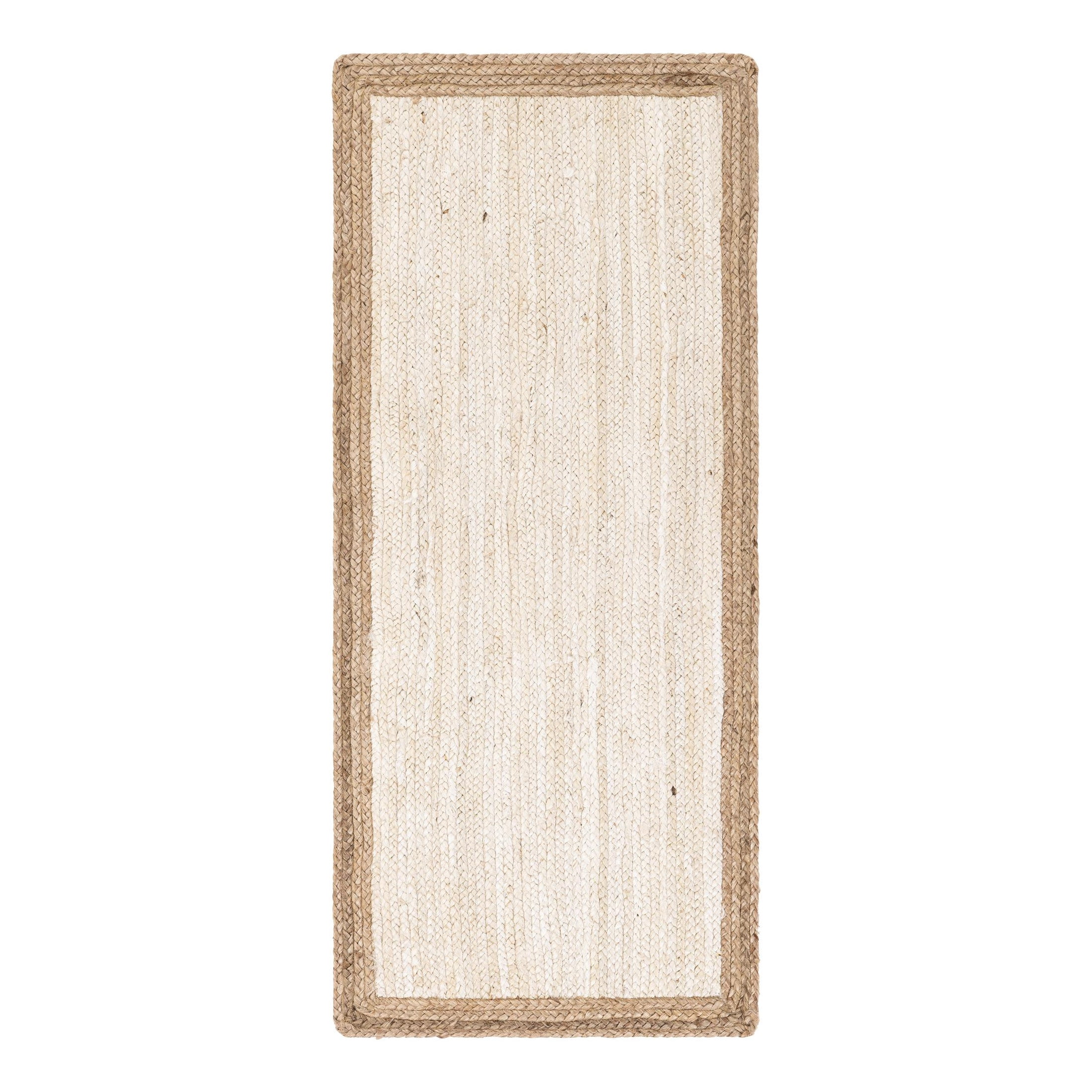 Unique Loom Braided Jute Collection Area Rug - Goa (2' 7" x 6' 1" Runner White/Natural)