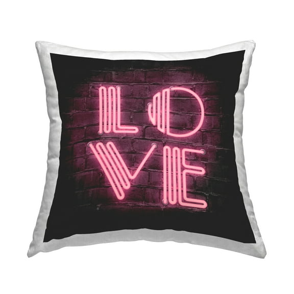 Stupell Industries Pink Love Letters Urban Neon Design by Martina Pavlova Throw Pillow