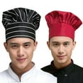 thumbnail image 4 of Unisex Hat Black Professional Elastic Women Men Pleated Work Cap Kitchen Cooking Baker Chef Hat, 4 of 5