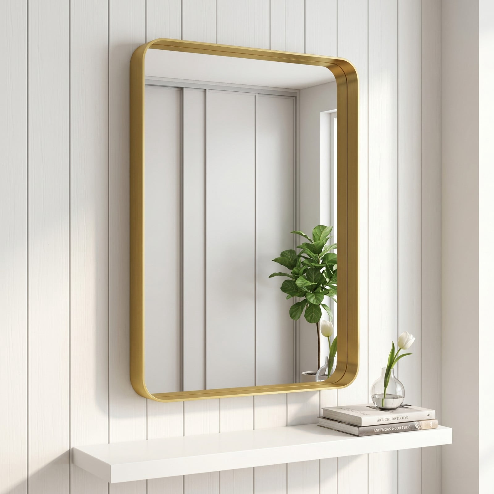 GRAHMCY 20"x30" Bathroom Mirror Wall Mounted Rectangular Vanity Mirror with Deep Frame, Gold