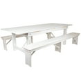 thumbnail image 2 of Flash Furniture HERCULES Series 8' x 40" Antique Rustic White Folding Farm Table and Two Bench Set, 2 of 16