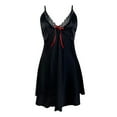 thumbnail image 4 of Tnhcen Women's Lace Deep V-Neck Sleep Dress - Pure Color Ice Silk Pajama Dress with Butterfly Bow S-L Sizes Soft Nightwear for Cozy Nights & Casual Lounging, 4 of 9