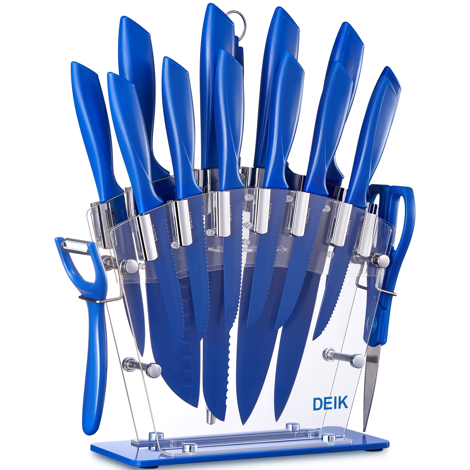 blue knife block set