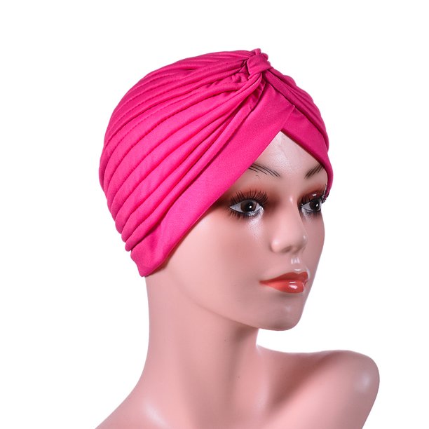 Bufandas para la cabeza de Jersey elásticas Ultra suaves, chal africano largo de Color sólido, bufandas para el pelo, bandas para la cabeza ligeras y transpirables(Rojo rosa)(1 pieza)