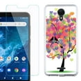 thumbnail image 1 of Slim-Fit Protective Phone Case compatible with Cricket Icon 2, with Tempered Glass Screen Protector, by OneToughShield ® - Color Hearts Tree, 1 of 2