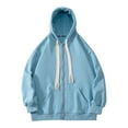 thumbnail image 2 of CQONEPT Mens Fleece Sweatshirts Drawstring Dressy Casual Hoodies Lounge Pullover Tops with Pockets Light Blue S, 2 of 6