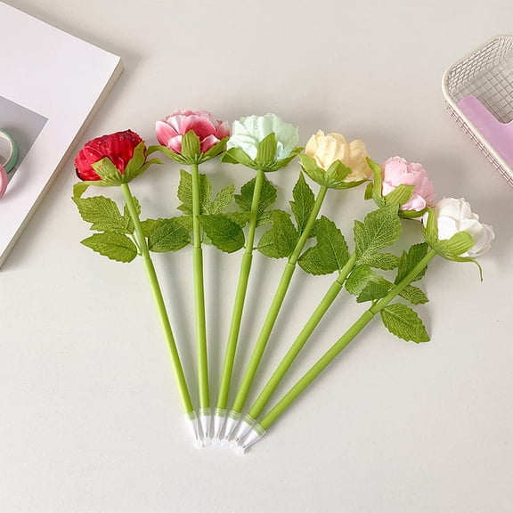 School_Supplies Under $1 dollars!Ballpoint Pens, 1ML Fake Flower Pen Bouquet Artificial Gel Ink Pen Black Fine Point Ballpoint Cute Stationery for WomenJournaling Office Desk Decoration, Yellow