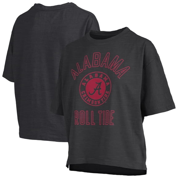 Women's Pressbox Black Alabama Crimson Tide Motley Crew Bishop Waist Length Oversized Slub T-Shirt