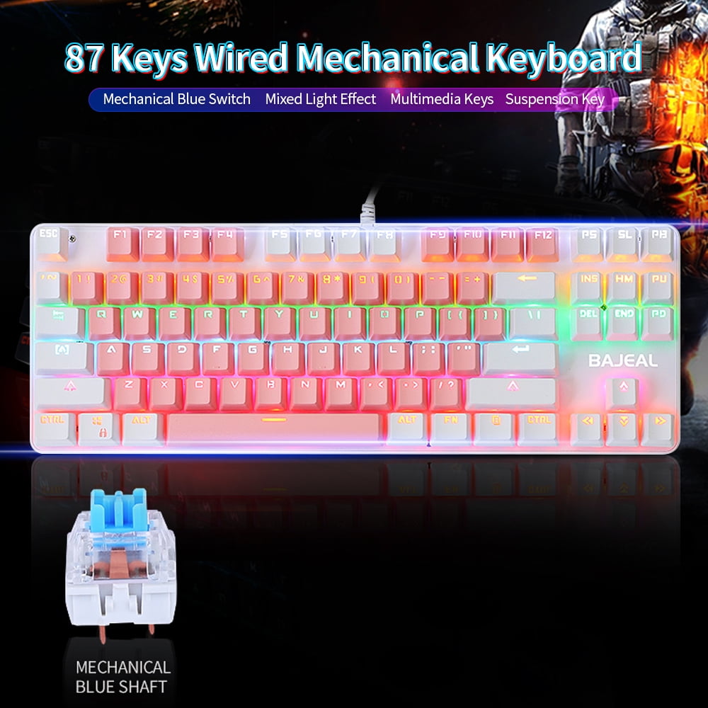 ukrudtsplante gå ind Detektiv 87 Keys Wired Mechanical Keyboard Mixed Light Mechanical Keyboard with  Mechanical Blue Switch Suspension Button - Walmart.com