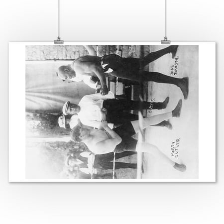 Cutler Photograph - Boxers Marty Cutler and Jack Johnson - Vintage Photograph (9x12 Art Print, Wall Decor Travel Poster)