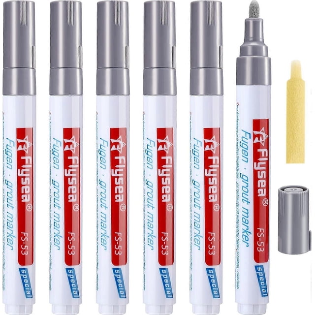 Tile Grout Pen Wall Grout Restorer Pen Repair Marker Grout Filler Pen for Wall Tile Restoration Bathroom Floor (Light Gray)