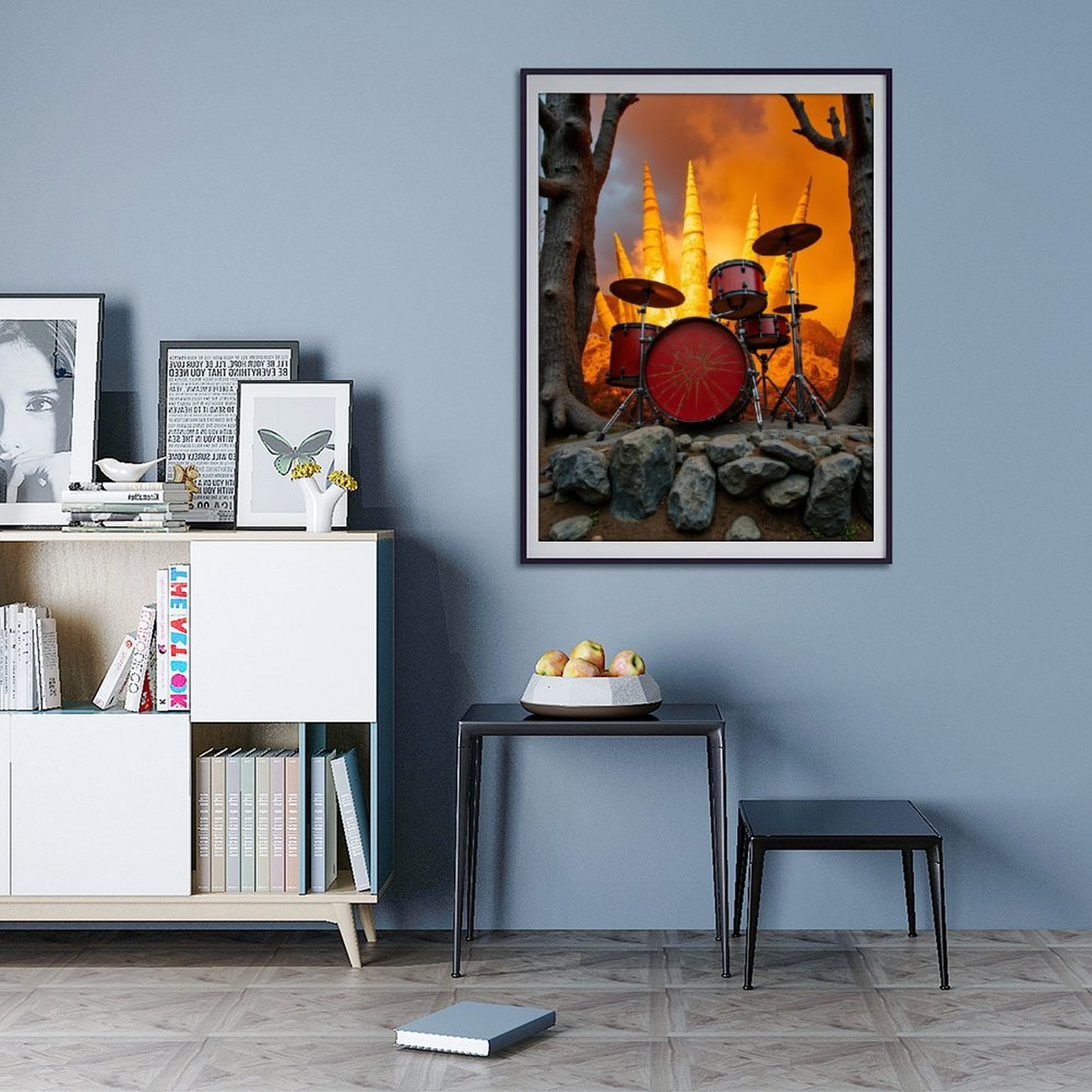 Diamond Art Kit for Adults, Drum Set Sunset Trees Rocks Diamond Painting for Adults Beginners, DIY Diamond Art Painting Kits, 5D Diamond Painting Crafts for Home Decor 12x16 Frameless