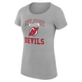 thumbnail image 2 of Women's G-III 4Her by Carl Banks Heather Gray New Jersey Devils Super-Slim Fit Lightweight Team Logo Graphic T-Shirt, 2 of 3