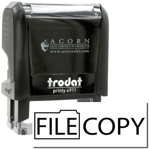 Self-Inking File Copy with Folder Stamp, Trodat Printy 4911, Press and Print Stamping, Impression Size 5/8" x 1-1/2", Up to 10,000 Impressions - Black Ink