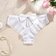 thumbnail image 2 of Womens White Lace Thong Panties with Bow - Pure White Low Rise Underwear, Soft & Comfortable for Everyday or Bridal, Stretchy Lace Intimates,Size L, 2 of 5