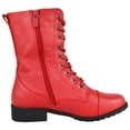 thumbnail image 3 of Forever Women Shoes Combat Army Style Boots Lace Up Side Zipper Booties Hot Red 9, 3 of 4