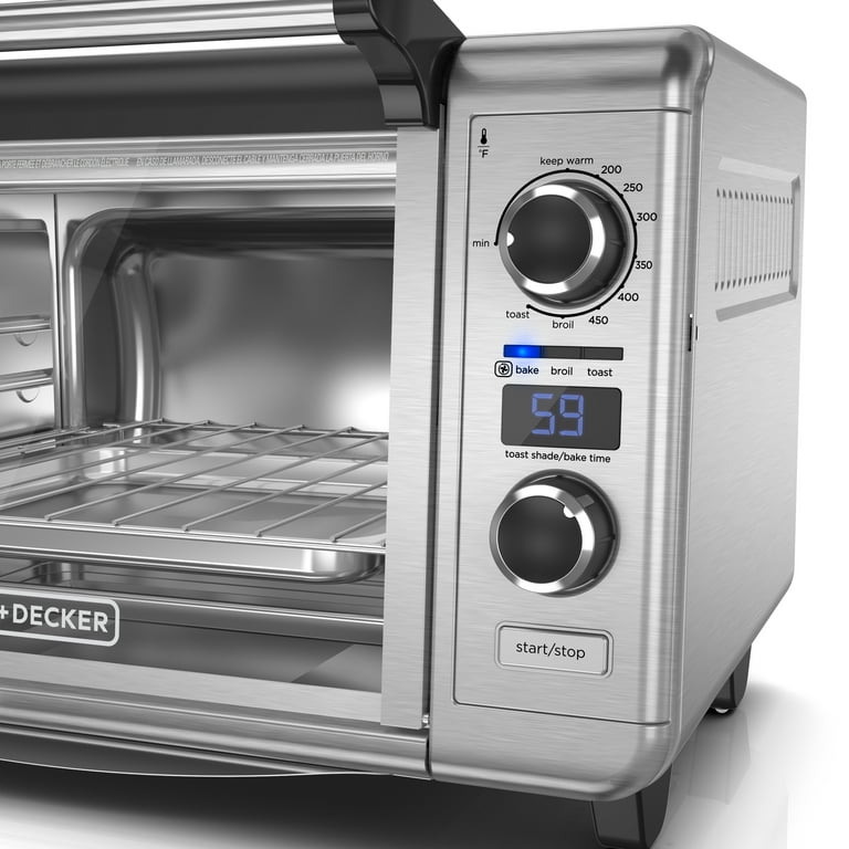 BLACK+DECKER 6-Slice Convection Toaster Oven, Black and Stainless Steel,  TO1660B 