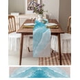 thumbnail image 4 of Table Runner 72 Inches Long for Kitchen Dining, Blue Coastal Wave Dresser Scarf Farmhouse, Dining Table Decorations for Wedding/Parties, Summer Modern Ocean Beach 18 x 72 In, 4 of 9