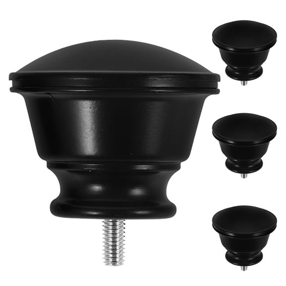 GOOHOCHY  4 Pcs Decorative Window Finials End Caps for Curtain Rods Black