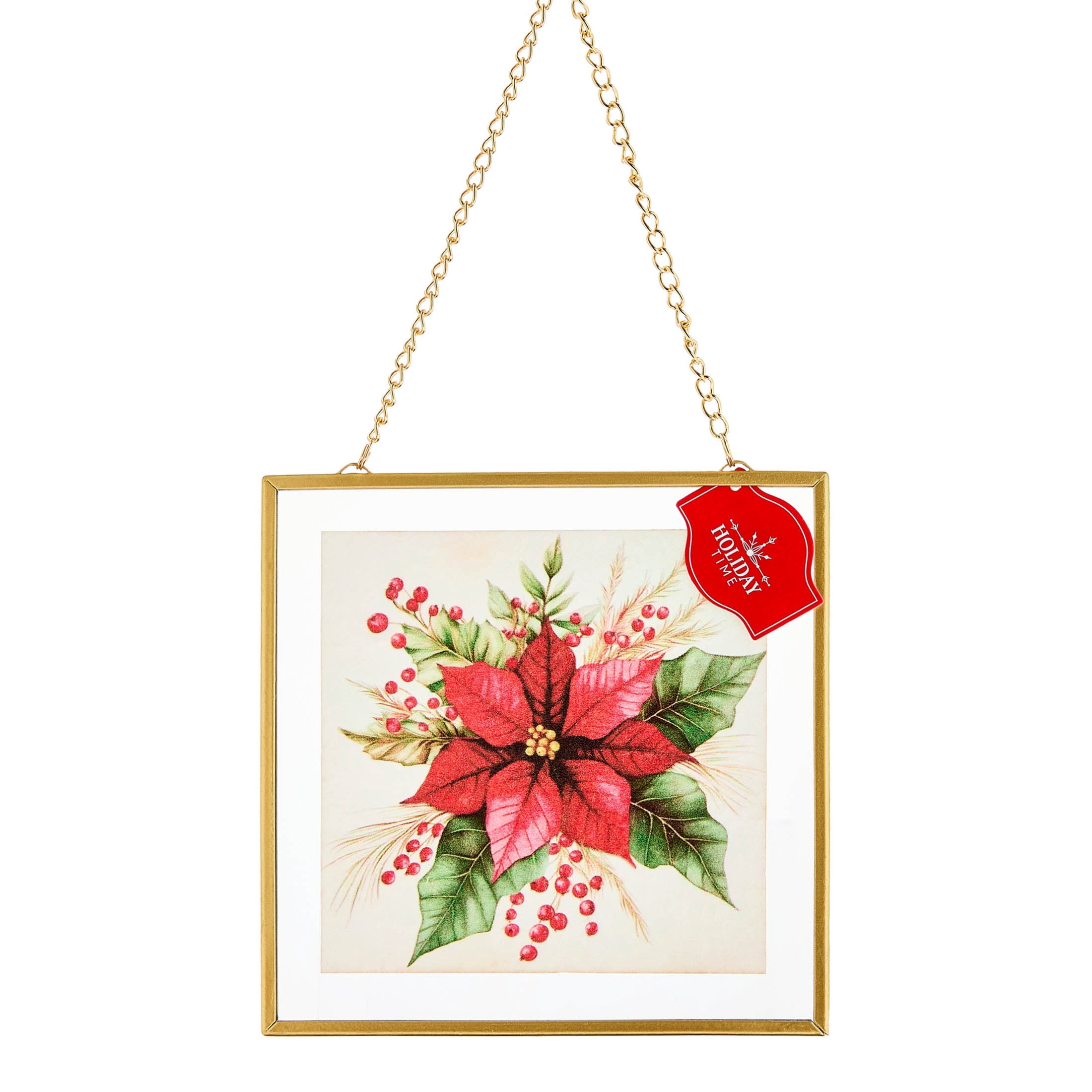 Multicolor Poinsettia Artwork Christmas Ornament, 4.8", by Holiday Time