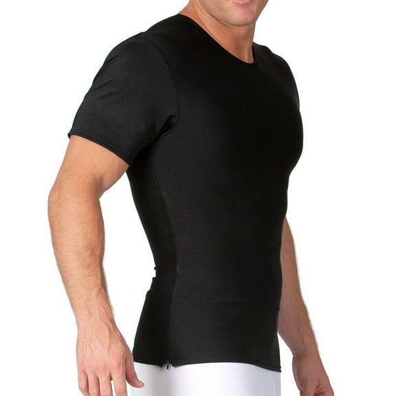 Men's Insta Slim TS00Z1 Compression Crew Neck T-Shirt With Side Zipper (Black S)