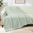 thumbnail image 6 of Whale Flotilla Fuzzy Fleece Throw Blanket for Couch, Bed, Soft Fluffy Jacquard Waffle Blankets for All Season, Lightweight and Warm, 50x60 Inch, Sage Green, 6 of 9
