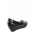 thumbnail image 2 of Fisher-7 Women's Slip On Patent Open Peep Toe Low Wedge Heel Pump Shoes ( Black. 6 ), 2 of 2