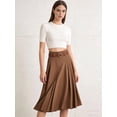 thumbnail image 2 of Women'S High Waist A-Line Skirt Flared Midi Skirt Vinage Skirt with Belt Brown XL, 2 of 7