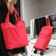 thumbnail image 1 of Bolsa de compras mejorada con ruedas, bolsas portátiles con ruedas, carrito de comestibles, utilidad de tracción manual con correas de mano, compras plegables, 1 of 5