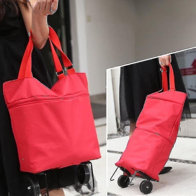 Bolsa de compras mejorada con ruedas, bolsas portátiles con ruedas, carrito de comestibles, utilidad de tracción manual con correas de mano, compras plegables