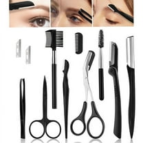 11Pcs Eyebrow Tweezers Kit, Grooming and Trimming Set Includes Razor, Scissors and Brush with Comb, Shaping Scissors & Brush for Women