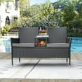 thumbnail image 7 of LACOO Outdoor Patio Loveseat Modern Wicker Patio Conversation Furniture Set with Cushions and Built-in Coffee Table Porch Furniture for Garden Lawn Backyard, Gray, 7 of 7