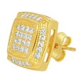 thumbnail image 3 of Precious Stars 14K Yellow Gold 10-mm Pave'-set Cubic Zirconia Square Stud Earrings, 3 of 4