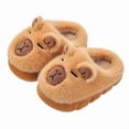 thumbnail image 4 of Tfken Unisex Kids Slippers Fleece House Closed Toe Flatform Slip-On Capybara Print Coffee Boys Girls Slippers Size 2-3 Years, 4 of 5