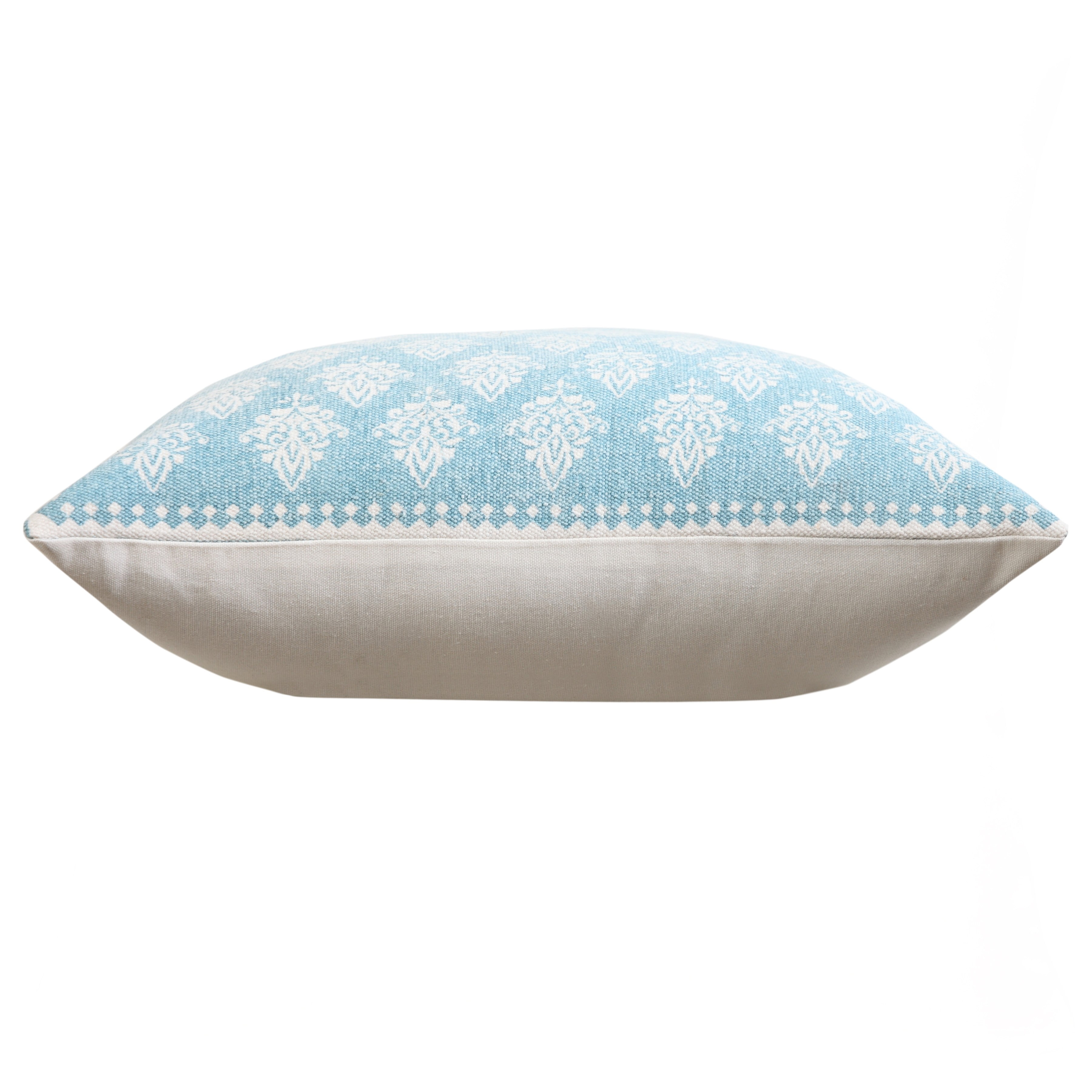 Ox Bay Flora Light Blue/White Damask Cotton Adult Decorative Throw Pillow Cover