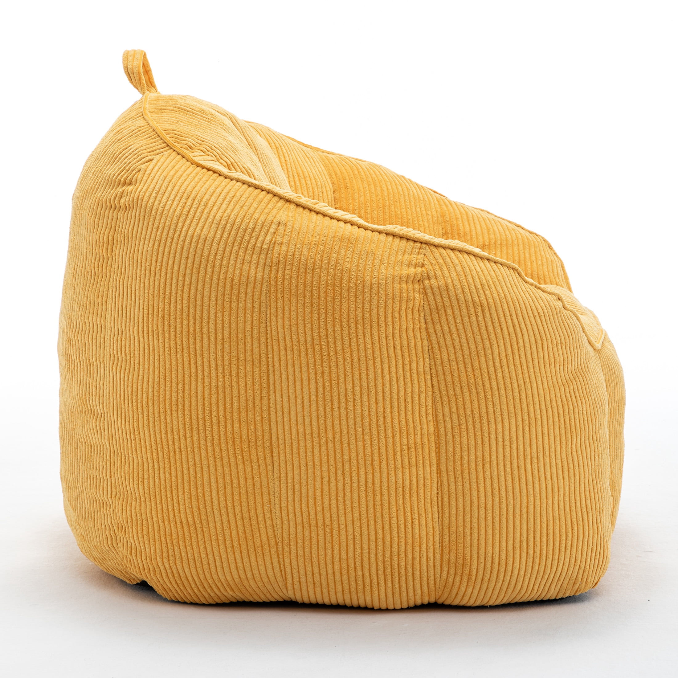 Noble House Revon Giant Corduroy Bean Bag Chair with Armrests, Cozy Memory Foam Lounge Couch for Living Room, Yellow