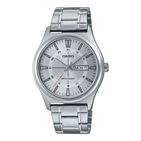 Casio Men’s Silver Dial Day Date Analog Watch with Bracelet - MTP-V006D-7CUDF